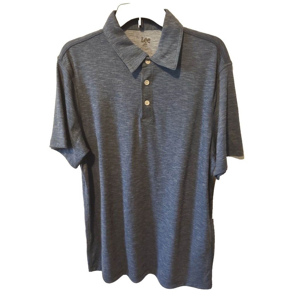 Lee Polo Shirt Large Mens Blue Casual Norm Short Sleeve‎ Regular Fit Stretch New